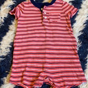 Striped slub jersey romper